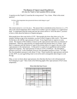 The Basics of Vapor-Liquid Equilibrium (Or Why the Tripoli L2 Tech Question #30 Is Wrong)