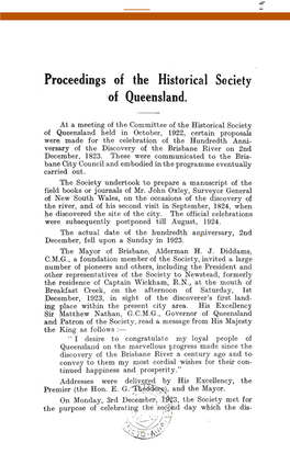 Proceedings of the Historical Society of Queensland