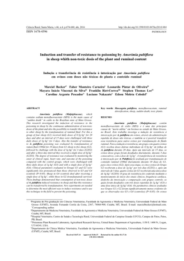 Induction and Transfer of Resistance to Poisoning by Amorimia Pubiflora in Sheep Whith Non-Toxic Dosis of the Plant and Ruminal Content