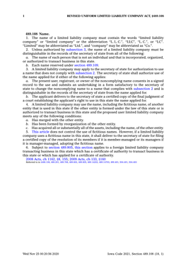 489.108 Name. 1. the Name of a Limited Liability Company Must Contain the Words “Limited Liability Company” Or “Limited Company” Or the Abbreviation “L