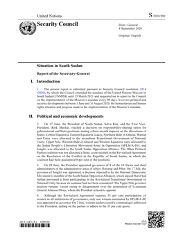 Secretary-General's Report on South Sudan (September 2020)