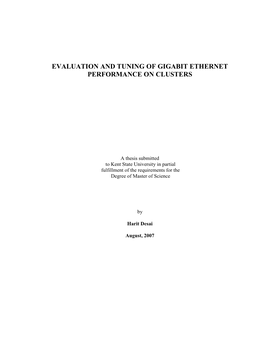 Evaluation and Tuning of Gigabit Ethernet Performance on Clusters