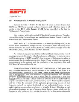 ESPN Footage Media Guidelines