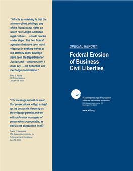 Federal Erosion of Business Civil Liberties