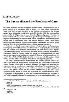 The Lex Aquilia and the Standards of Care