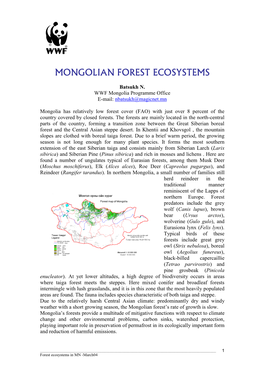 Mongolian Forest Ecosystems
