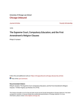 The Supreme Court, Compulsory Education, and the First Amendment's Religion Clauses