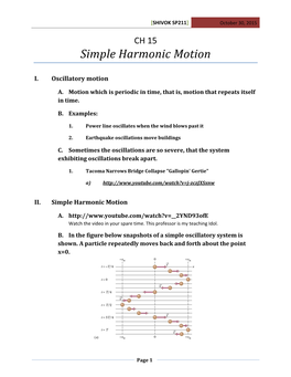 Simple Harmonic Motion