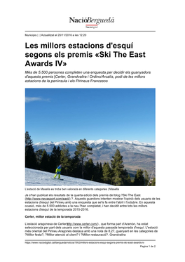 Les Millors Estacions D'esquí Segons Els Premis «Ski the East Awards