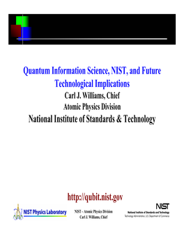 Quantum Information Science, NIST, and Future Technological Implications National Institute of Standards & Technology Http