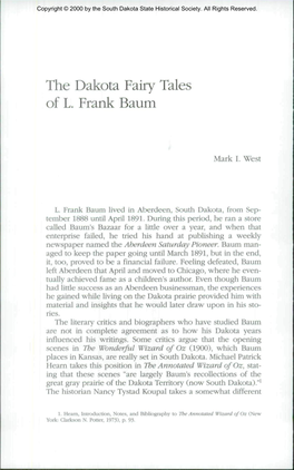The Dakota Fairy Tales of L. Frank Baum