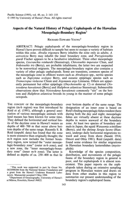 Aspects of the Natural History of Pelagic Cephalopods of the Hawaiian Mesopelagic-Boundary Region 1