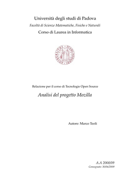 Analisi Del Progetto Mozilla