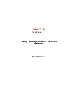 Gateway Licensing Information User Manual Version 19