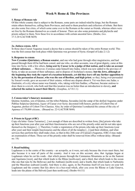 Week 9: Rome & the Provinces