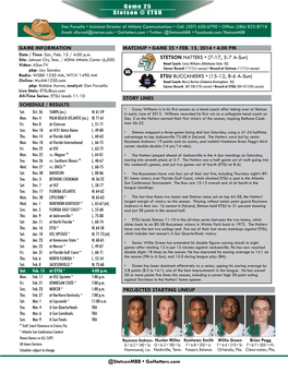 @Stetsonmbb • Gohatters.Com GAME INFORMATION SCHEDULE