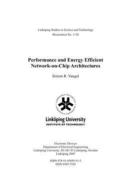 Performance and Energy Efficient Network-On-Chip Architectures