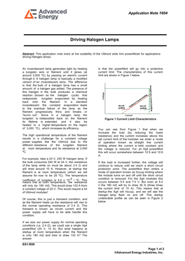 Driving Halogen Lamps Application Note