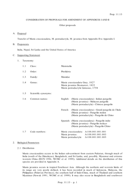 Transfer of Manis Crassicaudata, M. Pentadactyla, M. Javanica from Appendix II to Appendix I