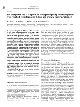 The Unexpected Role of Lymphotoxin &Beta; Receptor Signaling