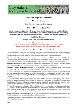 Industrial Explorer Weekend West Yorkshire Bradford and Surrounding