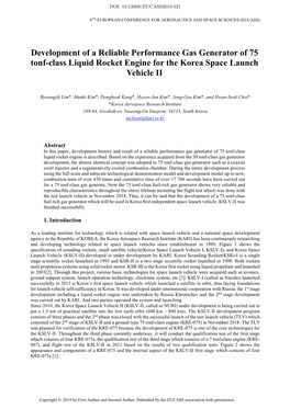 Development of a Reliable Performance Gas Generator of 75 Tonf-Class Liquid Rocket Engine for the Korea Space Launch Vehicle II