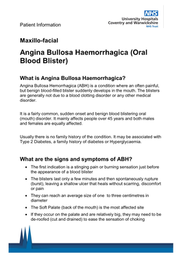 Angina Bullosa Haemorrhagica (Oral Blood Blister) (PDF)