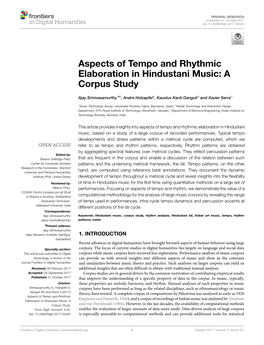 Aspects of Tempo and Rhythmic Elaboration in Hindustani Music: a Corpus Study