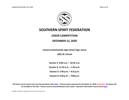 Southern Spirit Federation Cheer Competition December 12, 2020