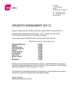 Rapport ORVESTO Konsument 2011:2