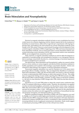 Brain Stimulation and Neuroplasticity