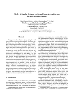 Sizzle: a Standards-Based End-To-End Security Architecture for the Embedded Internet