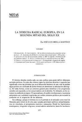 La Derecha Radical Europea En La Segunda Mitad Del Siglo Xx