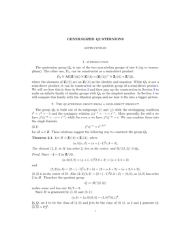 Generalized Quaternions