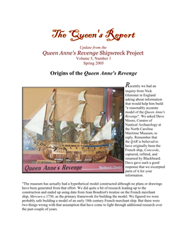 Queen Anne's Revenge Shipwreck Project Volume 5, Number 1 Spring 2005