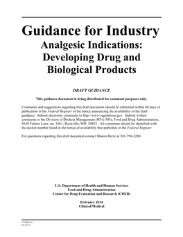 Analgesic Indications: Developing Drug and Biological Products