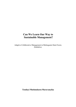 Tendayi Mutimukuru-Maravanyika Phd Thesis