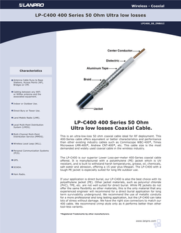 LP-C400 400 Series 50 Ohm Ultra Low Losses Coaxial Cable