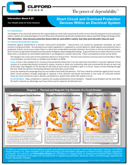 Short Circuit and Overload Protection Devices Within an Electrical System