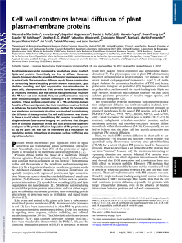 Cell Wall Constrains Lateral Diffusion of Plant Plasma-Membrane Proteins