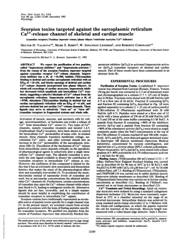 Scorpion Toxins Targeted Against the Sarcoplasmic Reticulum Ca2+-Release Channel of Skeletal and Cardiac Muscle