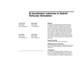 AI Accelerator Latencies in Hybrid Vehicular Simulation