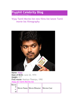 Psyphil Celebrity Blog Covering All Uncovered Things..!! Vijay Tamil Movies List New Films List Latest Tamil Movie List Filmography