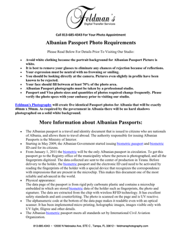 Albanian Passport Photo Requirements