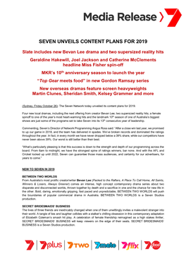 Seven Unveils Content Plans for 2019