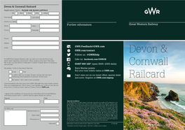 Devon & Cornwall Railcard Application Form