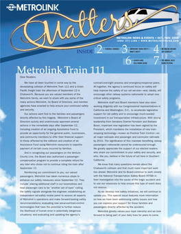 Metrolink Train 111 Dear Readers