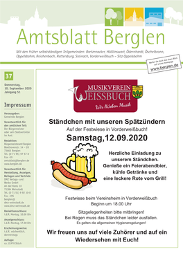 Samstag,12.09.2020 Bürgermeisteramt Berglen Beethovenstr