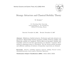 Strange Attractors and Classical Stability Theory