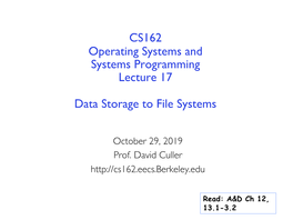 Storage Devices, Basic File System Design